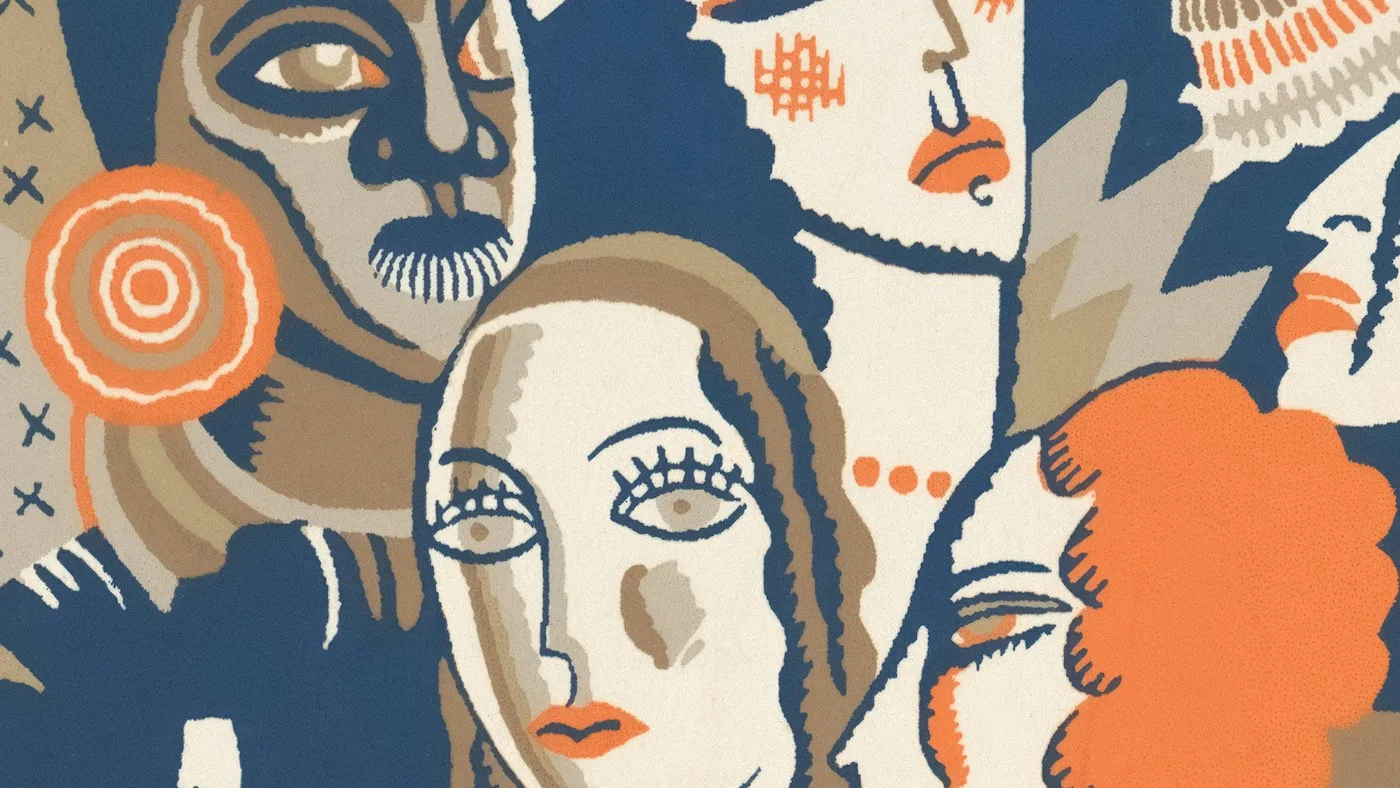 An illustration of many different faces representing personality types